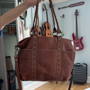 Patricia Nash Tan Leather Bag with Zipper